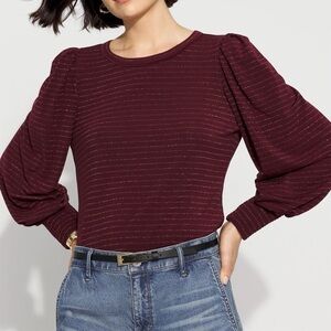 WHBM Long Sleeve Tee with Smocked Cuffs